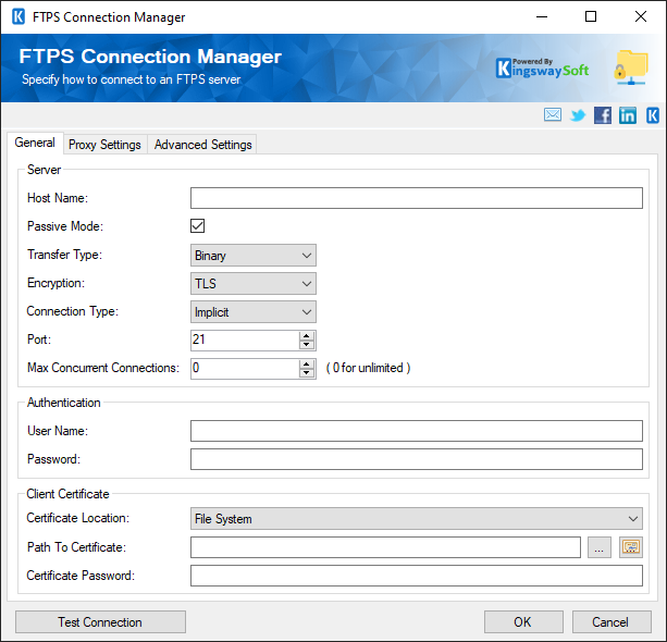 FTPS Connection Manager